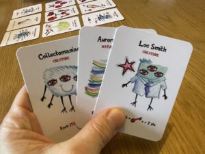 A game about selecting seven cards, speedily searching for synergies